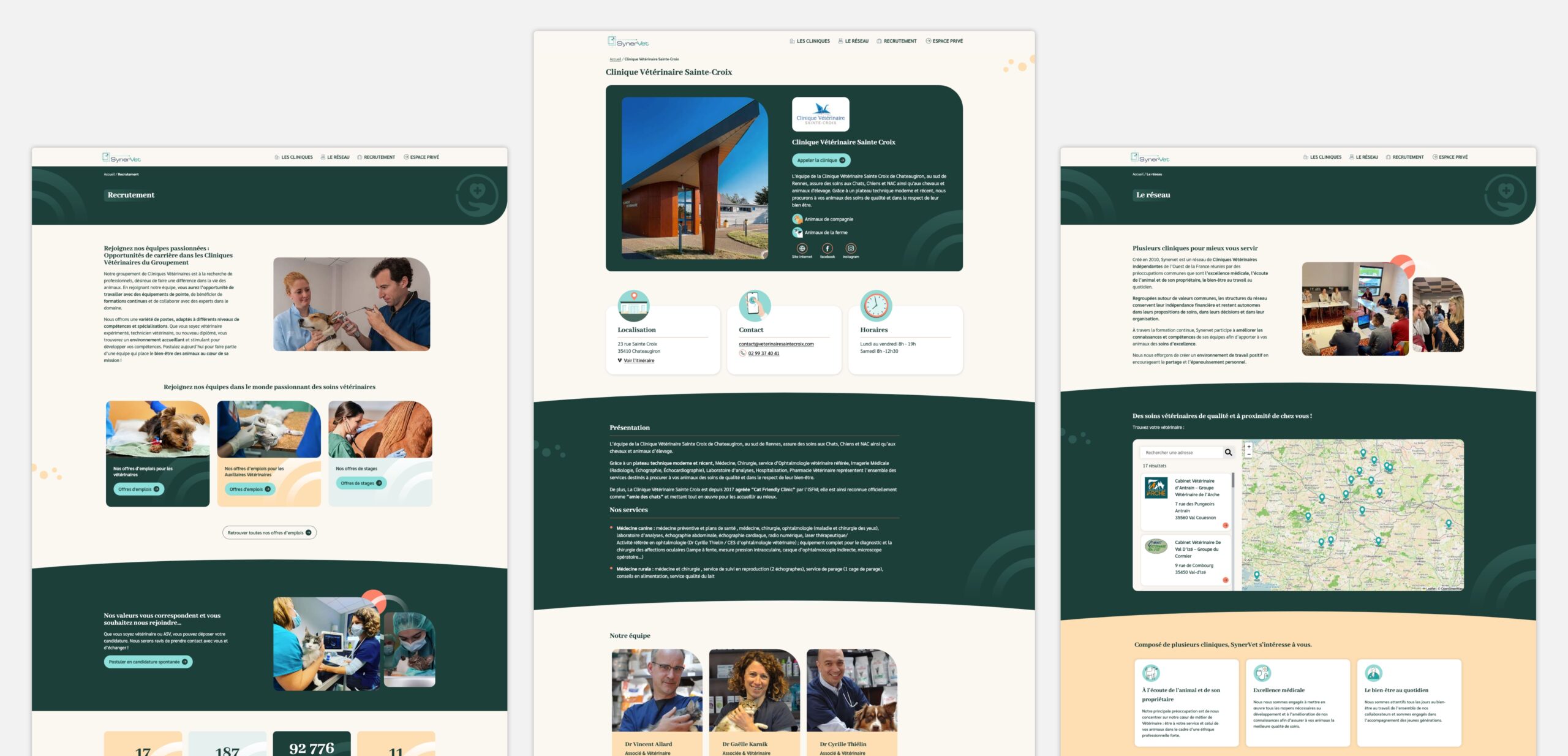 Synervet site web pages internes cliniques