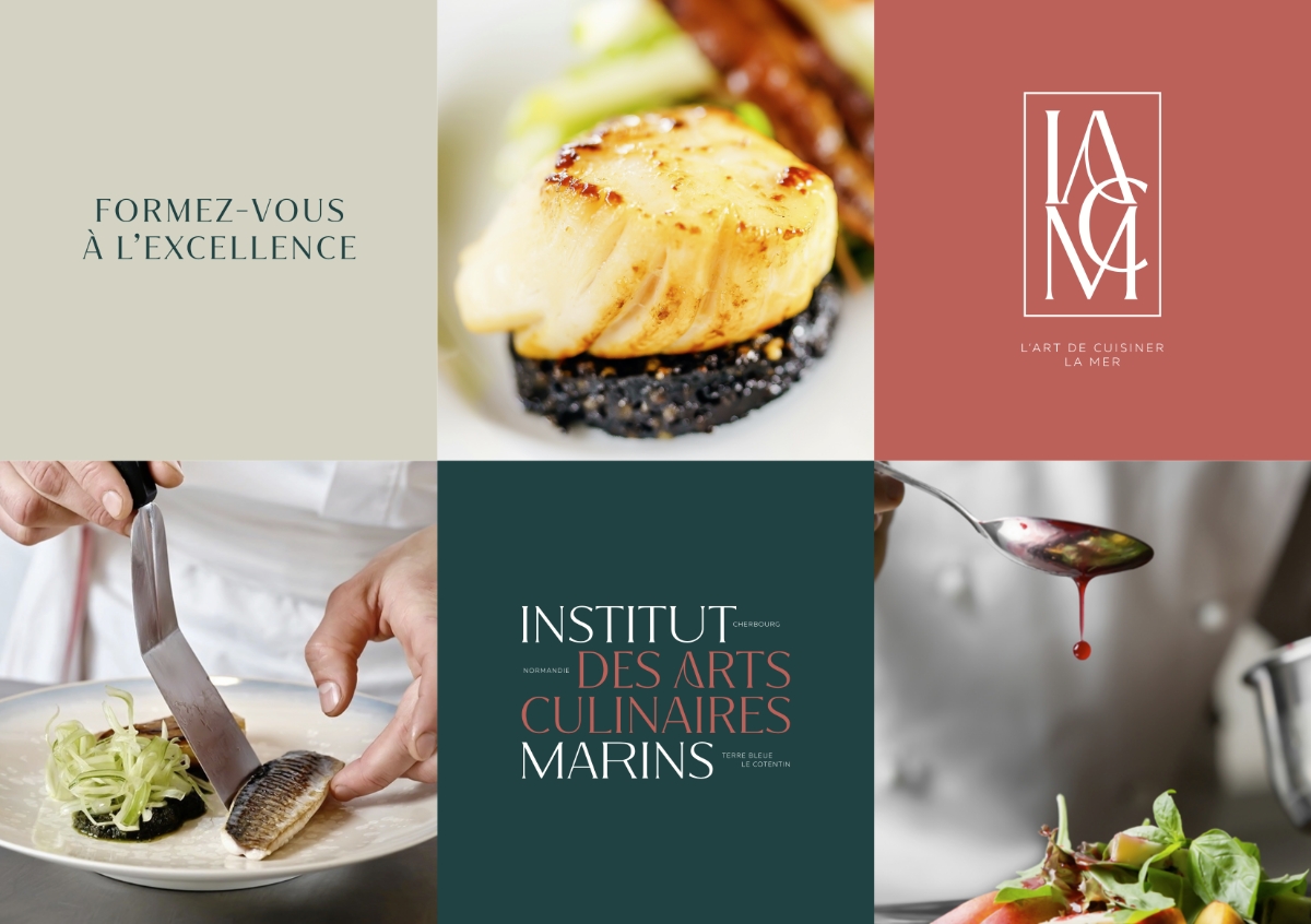 Instituts des arts culinaires Marins visuels et variantes de logos